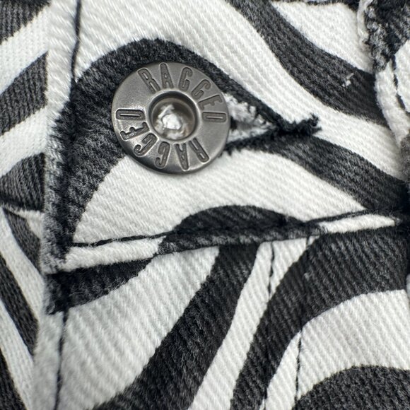 Ragged Priest Jeans Women's Wide Leg Black White Wave Print Dad Jeans Size 26 - Picture 7 of 11